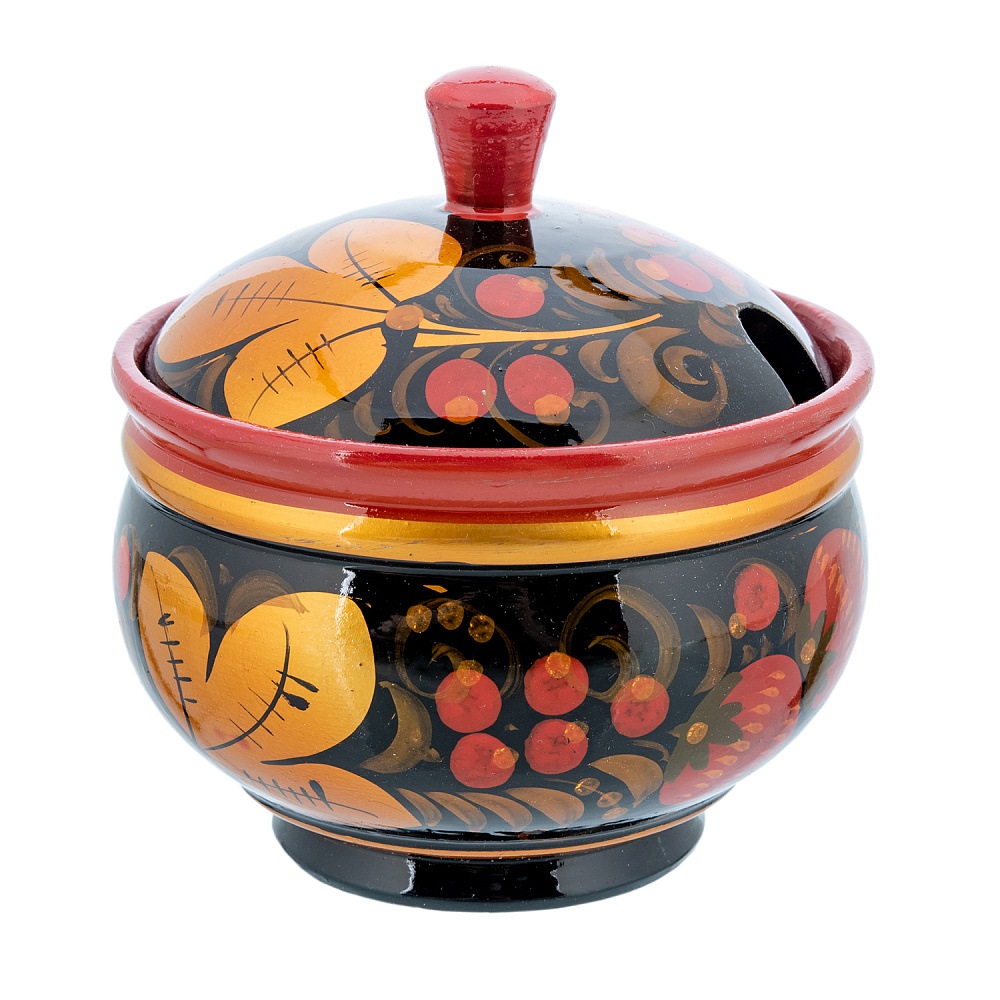 Сахарница «Клубника». Хохлома - интернет магазин Русь Велика я 