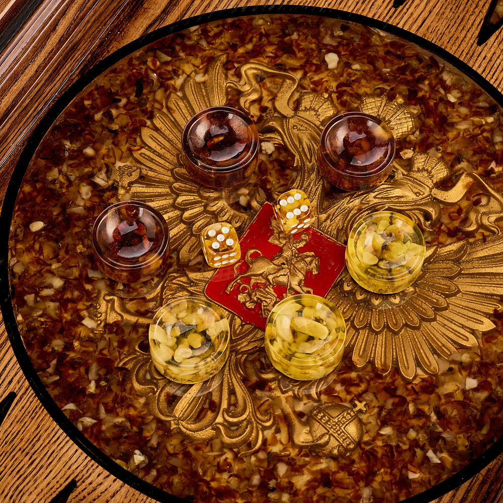 Нарды янтарные «Герб РФ» 46х23 см - интернет магазин Русь Велика я фото 6