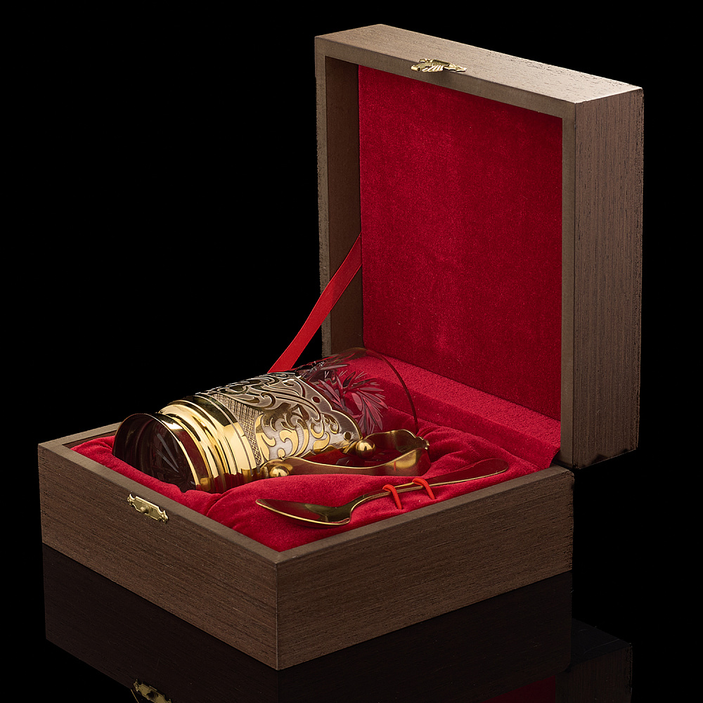 Подстаканник с позолотой и малахитом. Златоуст - интернет магазин Русь Велика я фото 5