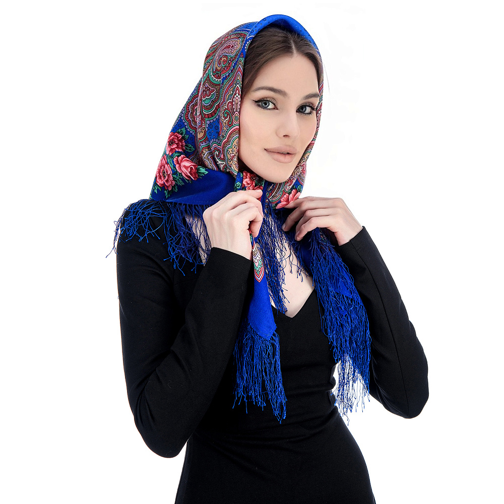 Платок ПавлоПосадский шерстяной «Камаринская» 89х89 см - интернет магазин Русь Велика я фото 4