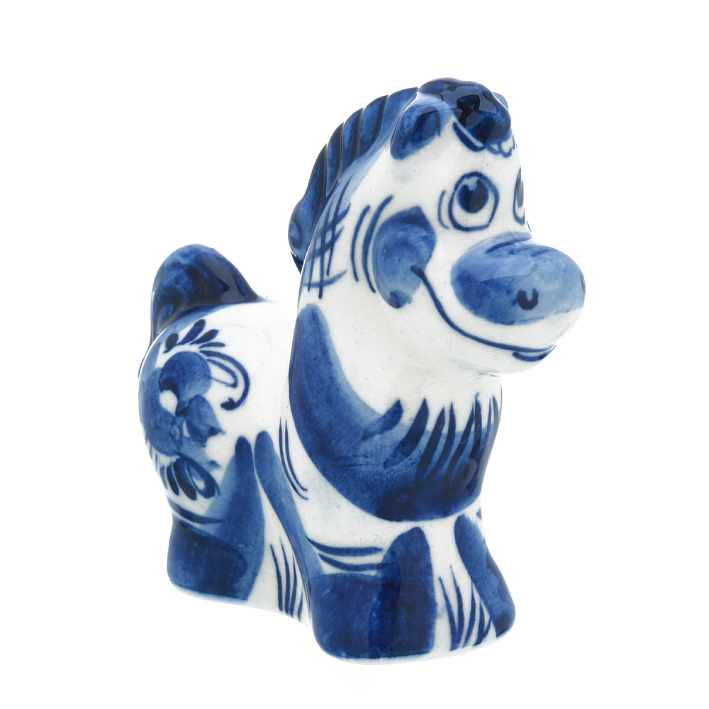 Статуэтка «Лошадь Леон». Гжель - интернет магазин Русь Велика я 