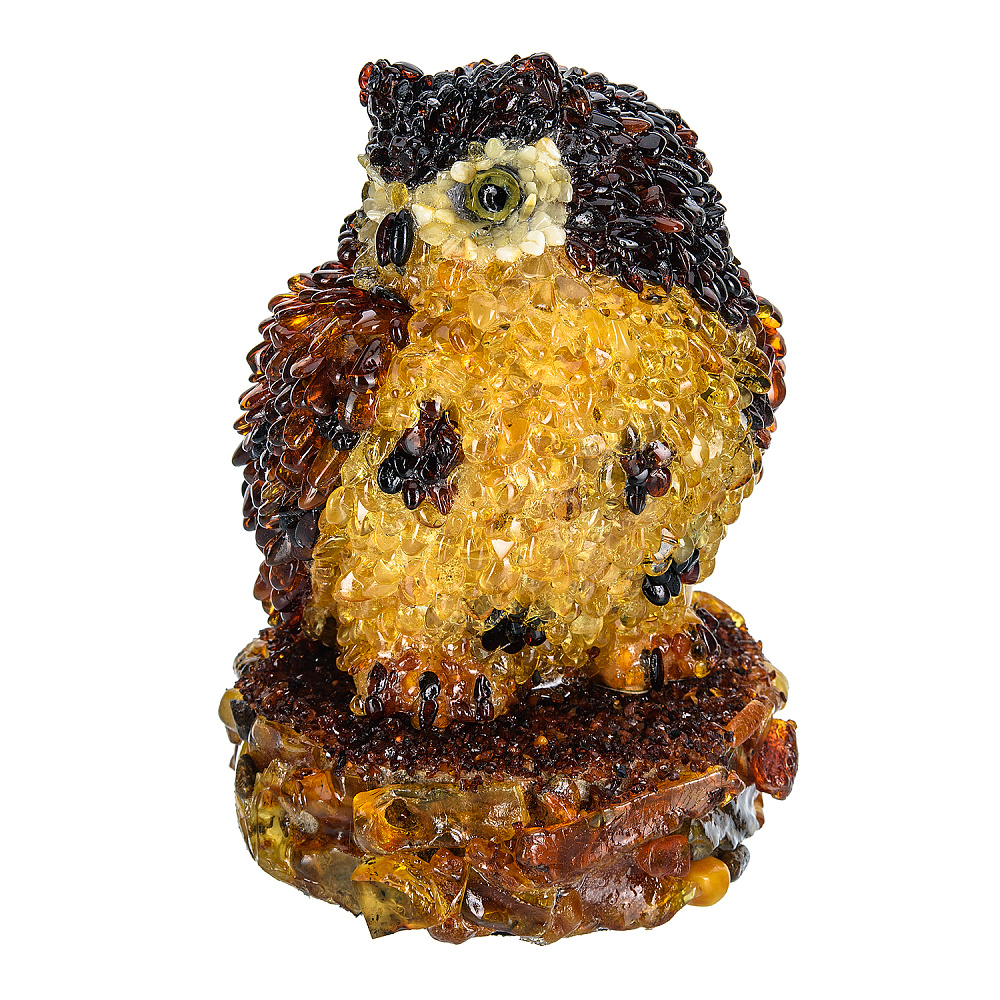 Скульптура из янтаря «Сова на пеньке» - интернет магазин Русь Велика я фото 1