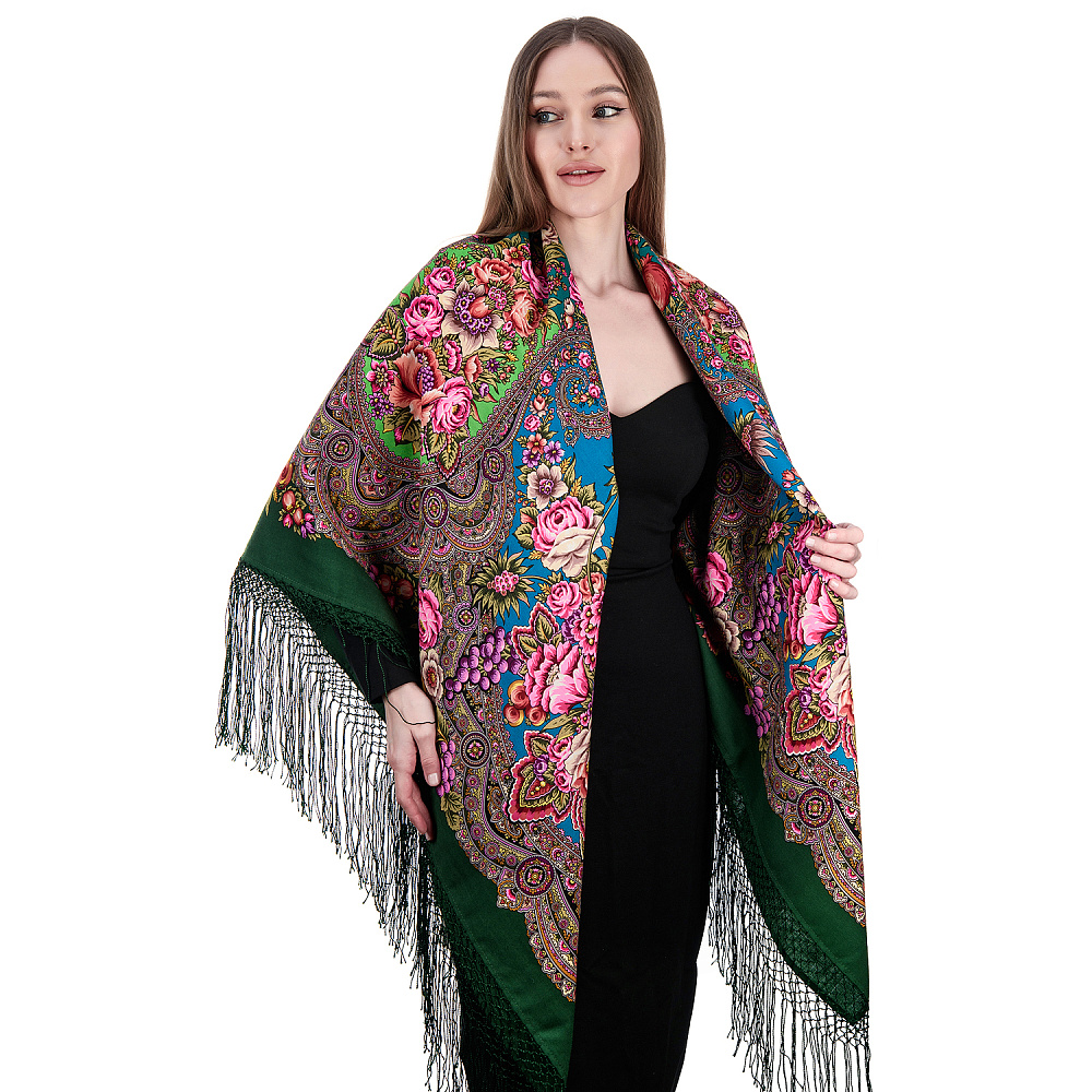 Платок ПавлоПосадский шерстяной «Цвет граната» 148х148 см - интернет магазин Русь Велика я фото 3