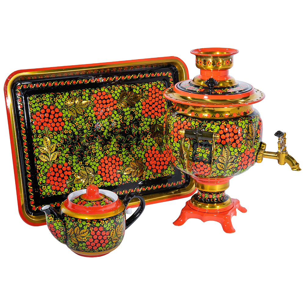 Самовар электрический 3 л «Рябина». Хохлома - интернет магазин Русь Велика я 