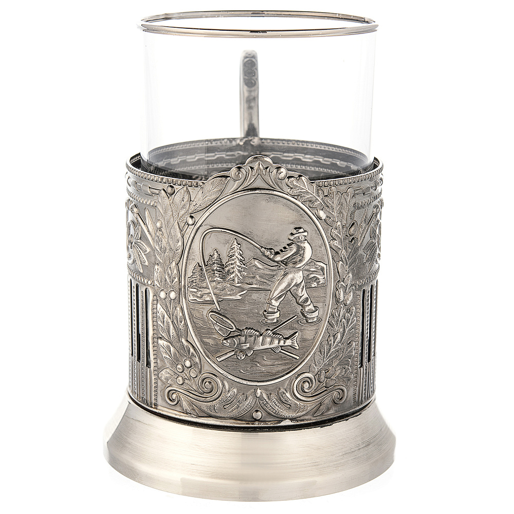 Подстаканник никелированный «Рыбалка» - интернет магазин Русь Велика я 