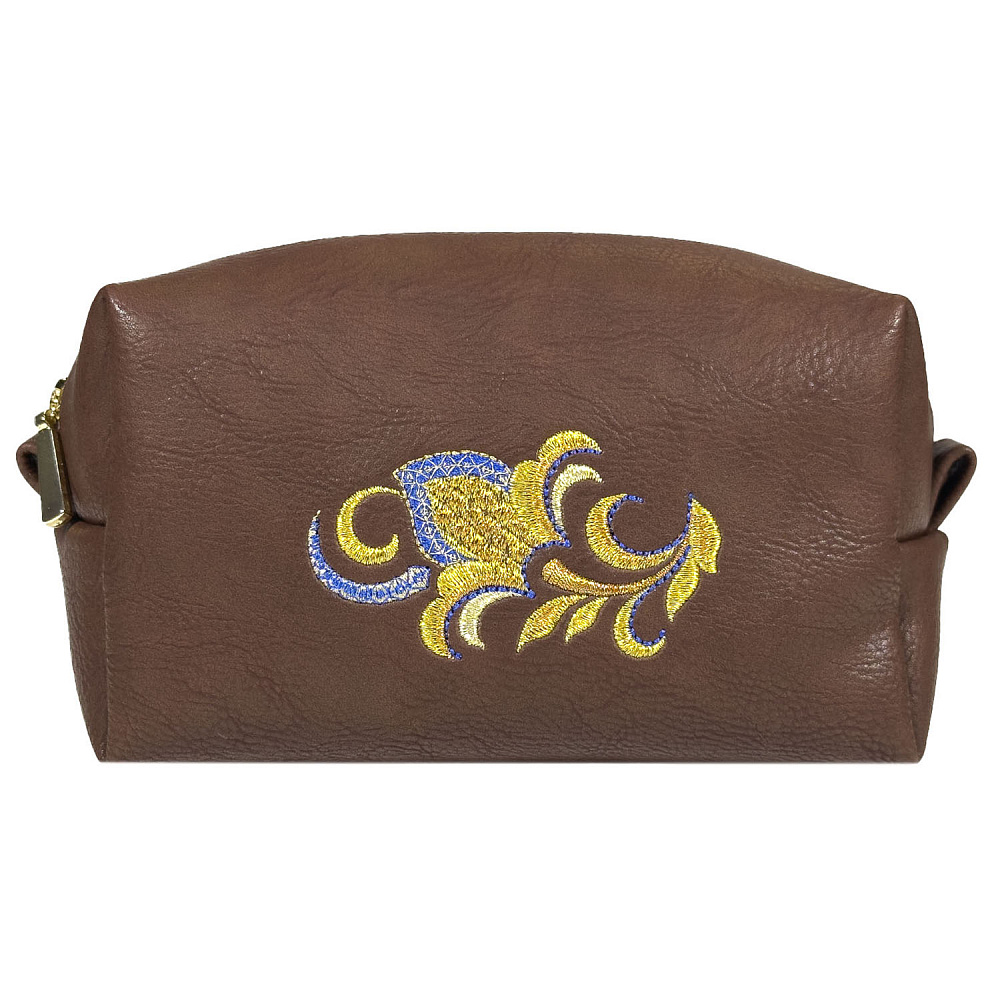 Косметичка «Модница». Коричневая с вышивкой - интернет магазин Русь Велика я фото 1