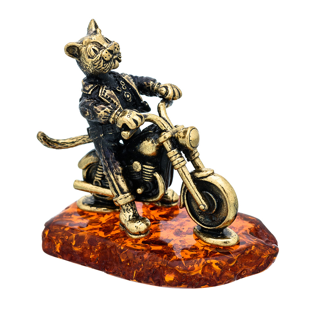 Статуэтка с янтарем «Кот байкер» - интернет магазин Русь Велика я фото 2