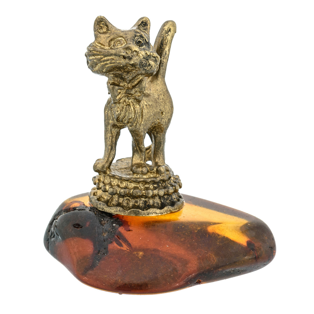 Статуэтка с янтарем «Кот выставочный» - интернет магазин Русь Велика я фото 1