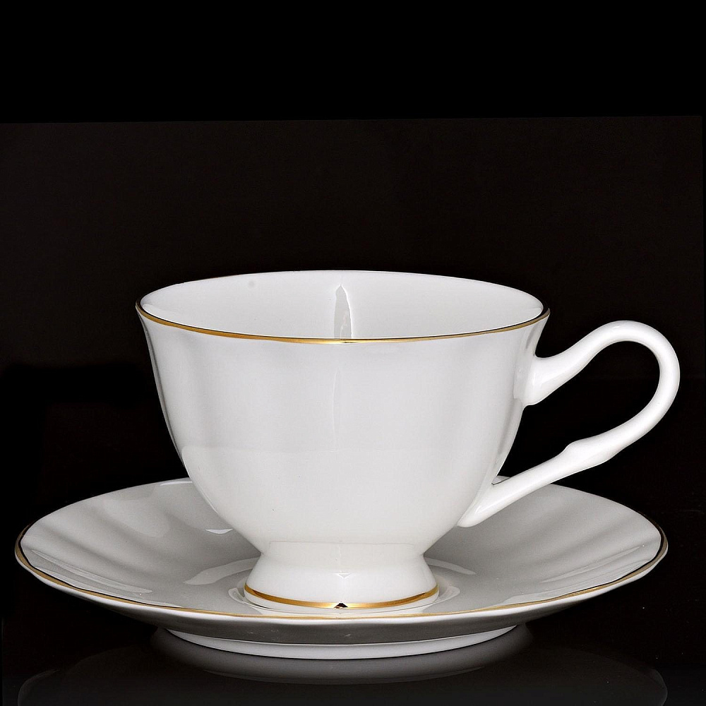 Чайная пара «Золотая лента» (Форма Нега) ЛФЗ - интернет магазин Русь Велика я 