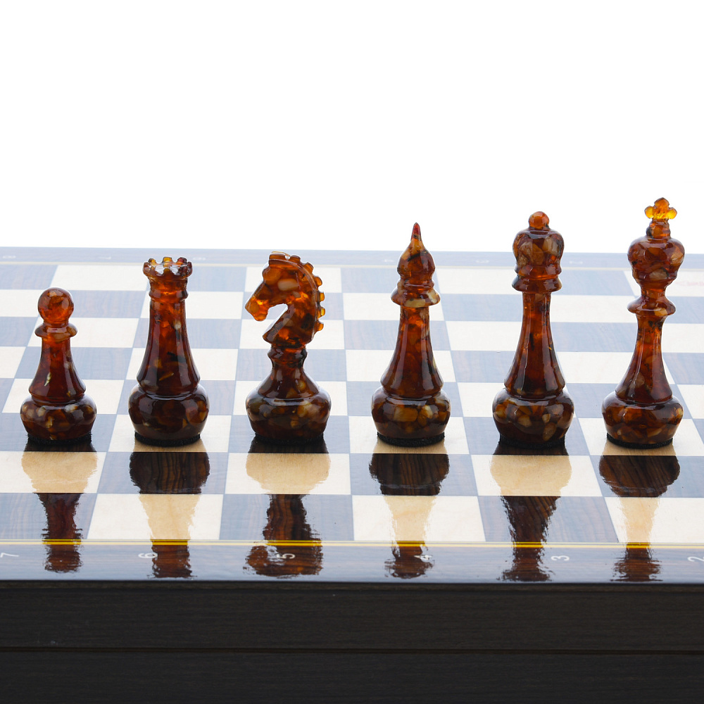Шахматы-шашки с янтарными фигурами 37х37 см - интернет магазин Русь Велика я фото 2