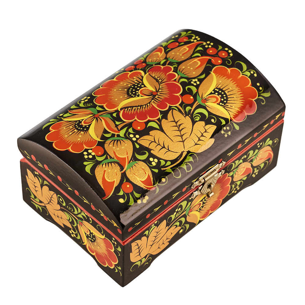 Шкатулка-сундучок «Цветы». Хохлома - интернет магазин Русь Велика я фото 1
