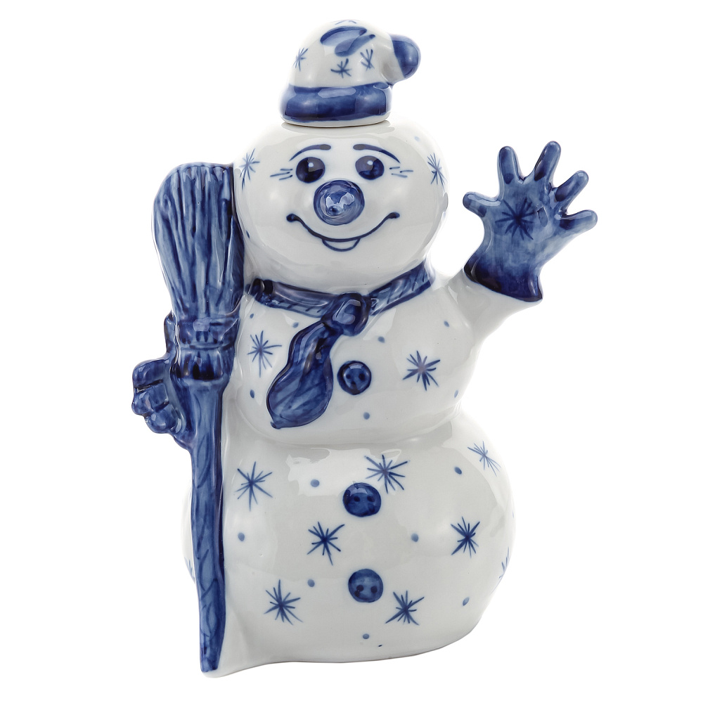 Штоф 1 л «Снеговик Январик». Гжель - интернет магазин Русь Велика я 