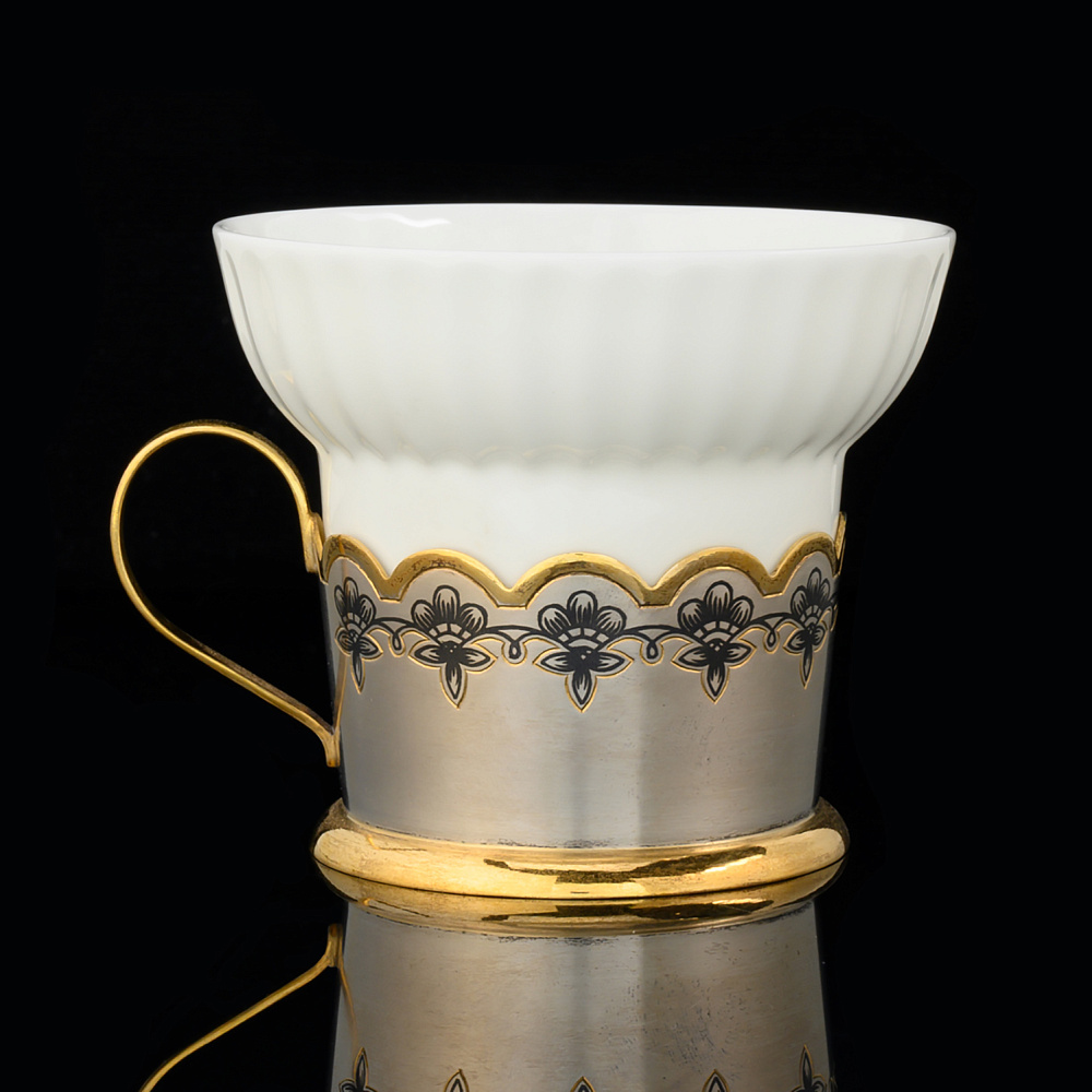 Чашка чайная «Астра» из серебра 925* - интернет магазин Русь Велика я 