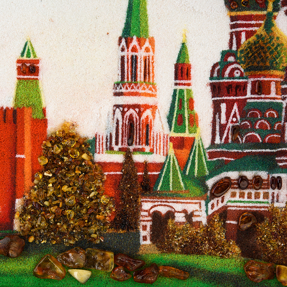 Картина янтарная «Вид на Кремль и Храм Василия Блаженного» 60х80 см - интернет магазин Русь Велика я фото 4