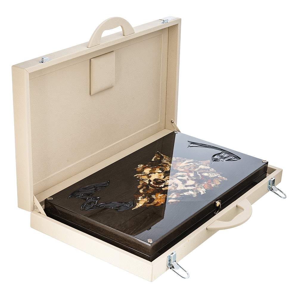 Нарды янтарные «Волк» 60х32 см - интернет магазин Русь Велика я фото 1