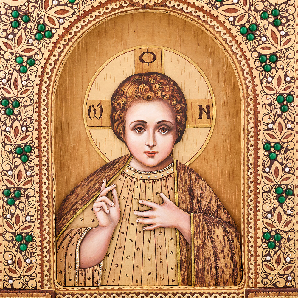 Икона из бересты «Спас Эммануил» 46,5х36,5 см - интернет магазин Русь Велика я фото 1