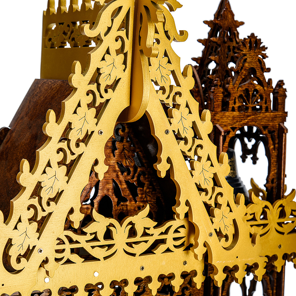 Деревянные резные каминные часы «Хоромы» - интернет магазин Русь Велика я фото 3