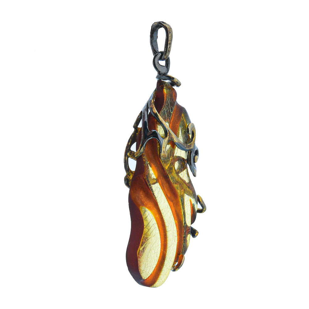 Подвеска со вставкой из янтаря - интернет магазин Русь Велика я фото 1