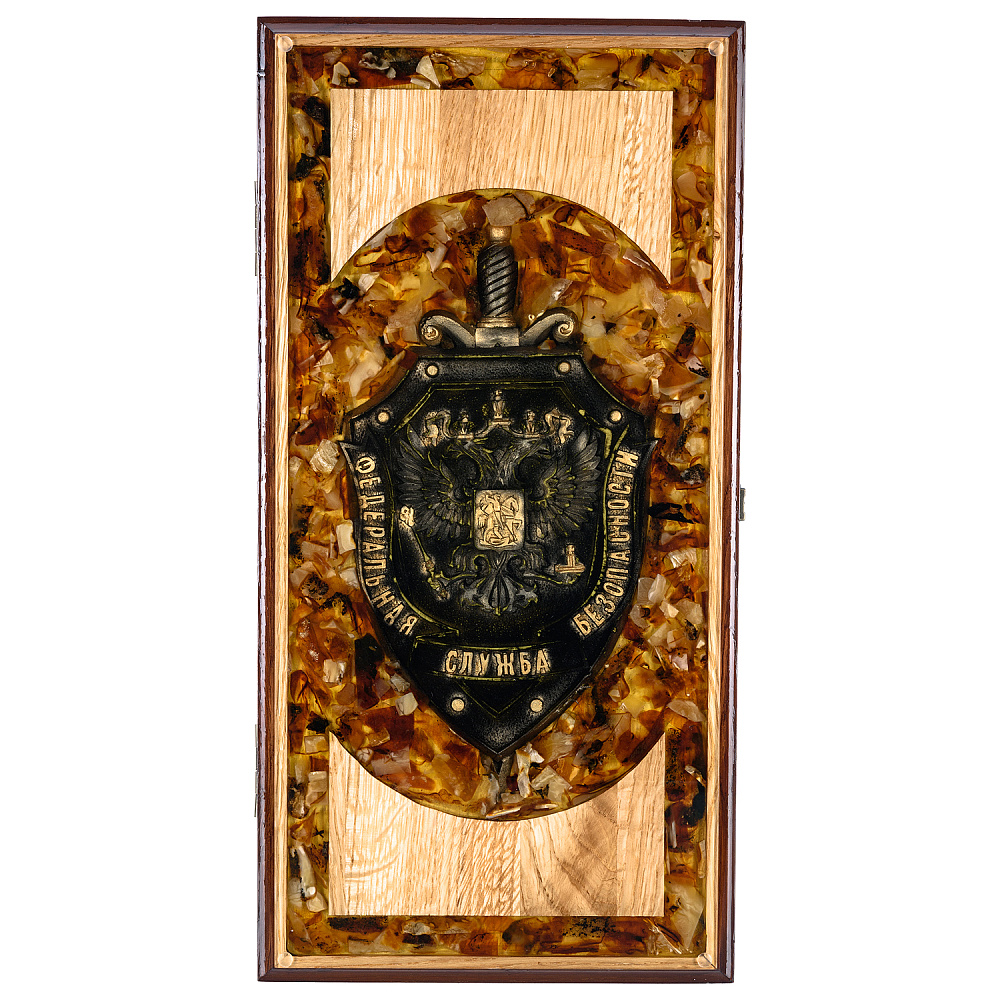 Нарды янтарные «Герб РФ. ФСБ» 46х23 см - интернет магазин Русь Велика я фото 1