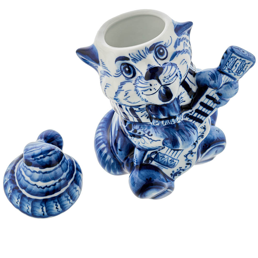 Шкатулка «Поющий кот». Гжель - интернет магазин Русь Велика я фото 3