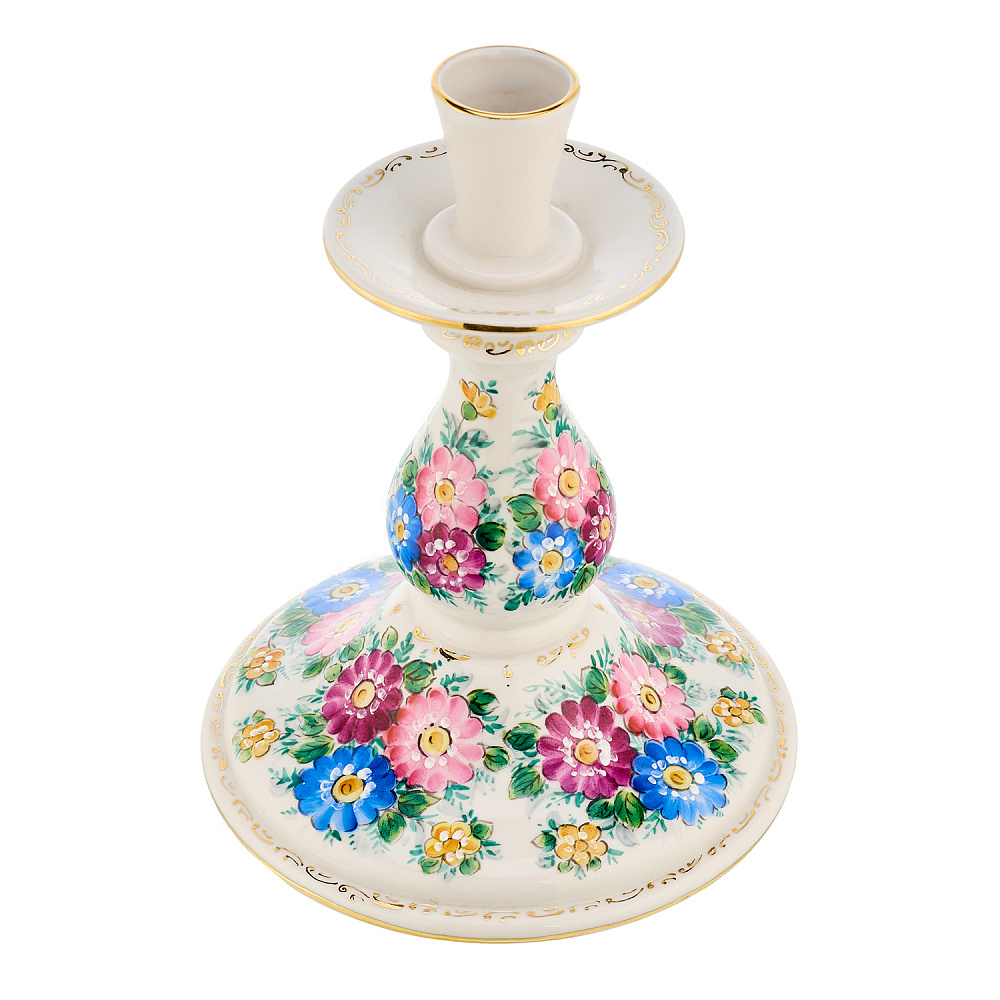 Подсвечник «Цветы». Гжель в цвете - интернет магазин Русь Велика я фото 1