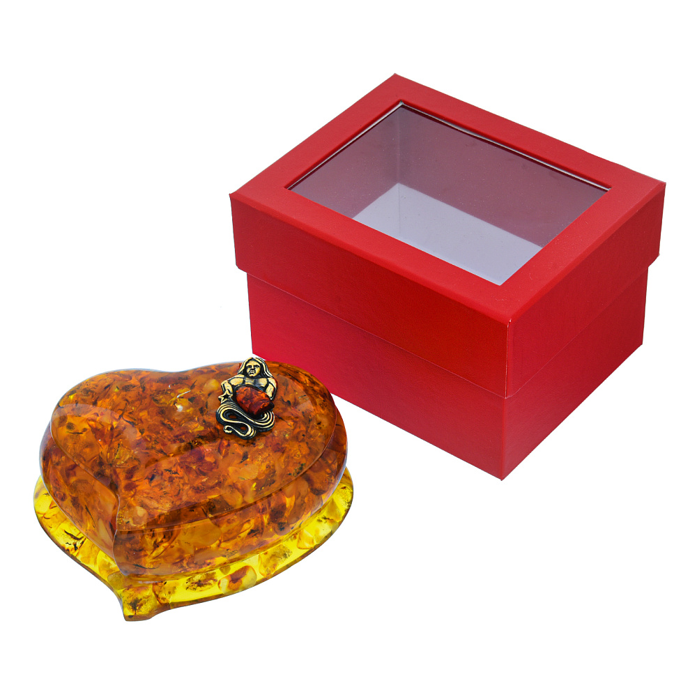 Шкатулка из янтаря «Сердце. Знак зодиака Водолей» - интернет магазин Русь Велика я фото 5