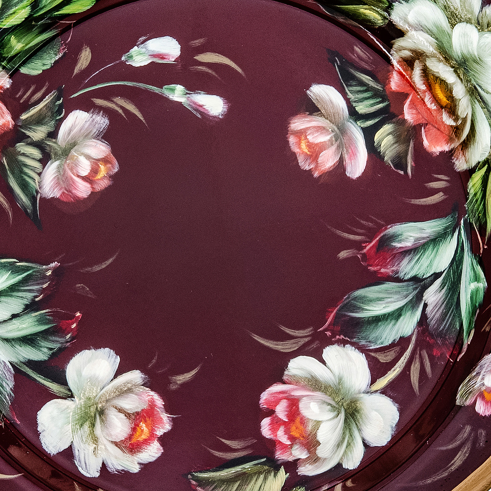 Поднос с авторской росписью «Цветы» 17х16 см - интернет магазин Русь Велика я фото 1