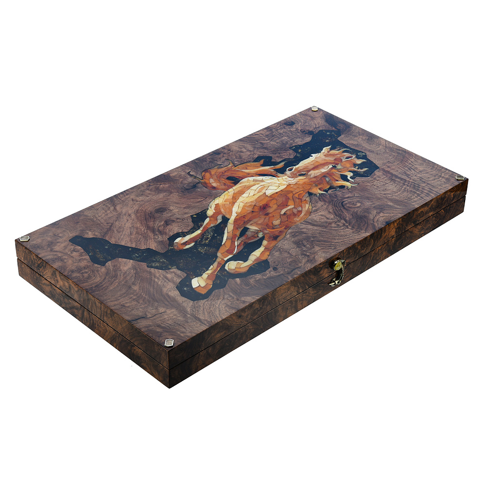 Нарды янтарные «Конь» 60х30 см - интернет магазин Русь Велика я фото 2