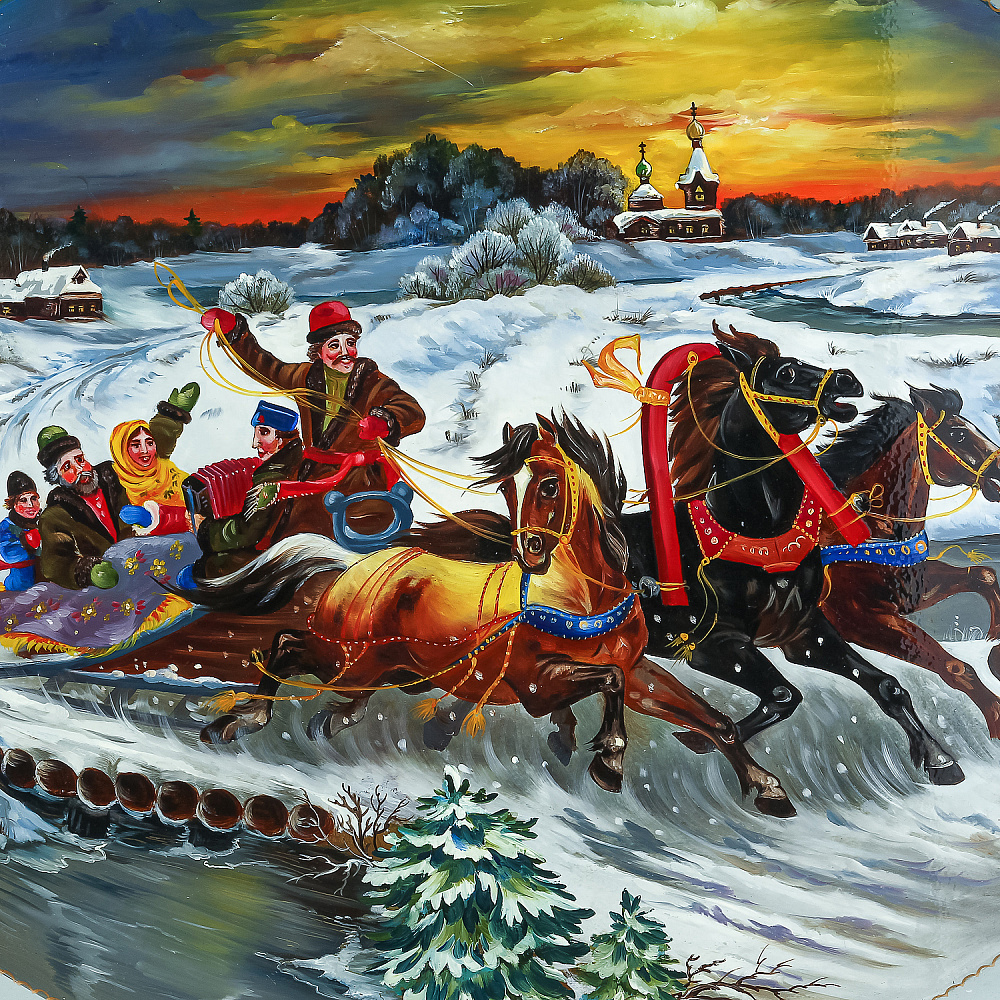 Поднос расписной «Тройка» 48 х 60 см - интернет магазин Русь Велика я фото 1