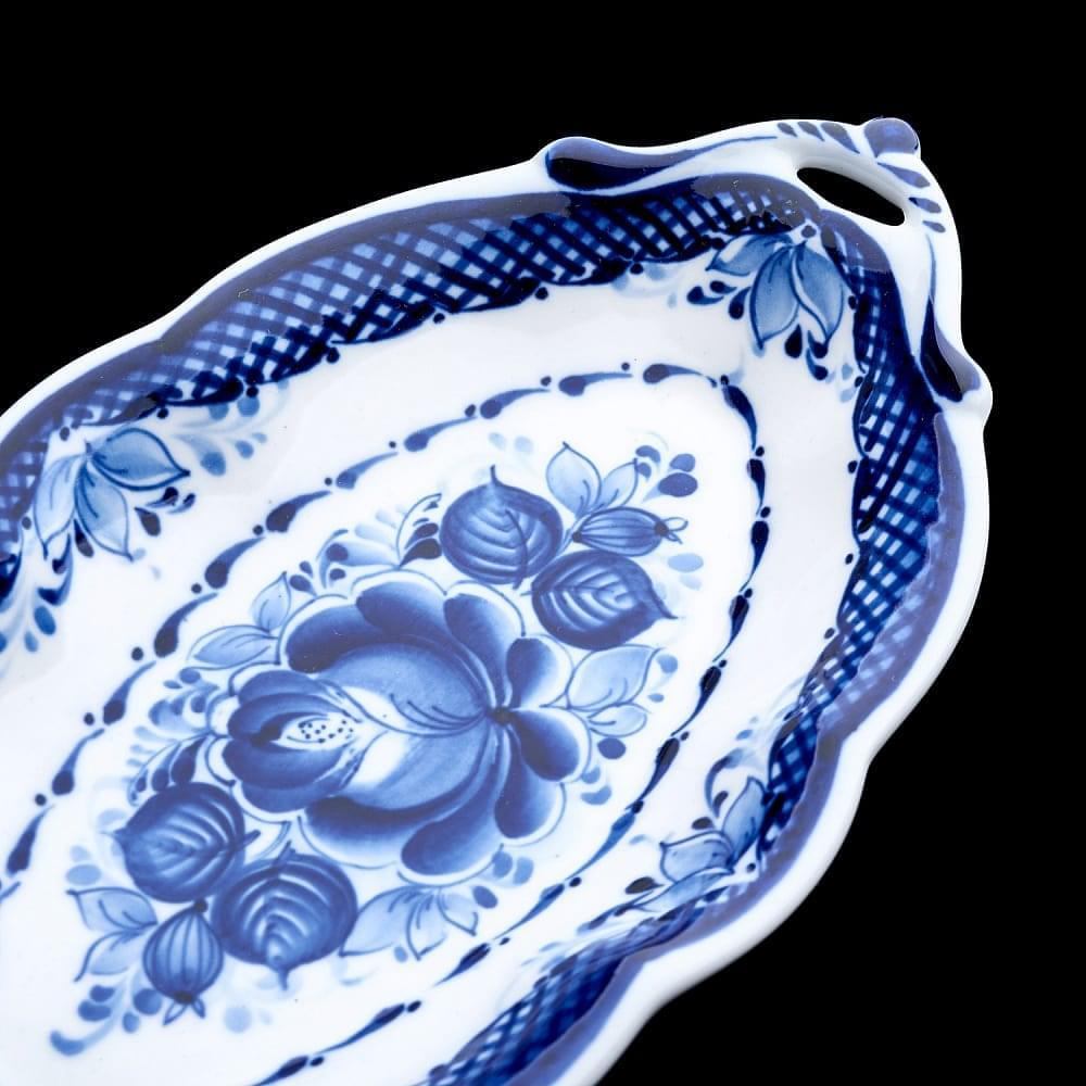 Лоток овальный малый. Гжель - интернет магазин Русь Велика я фото 1