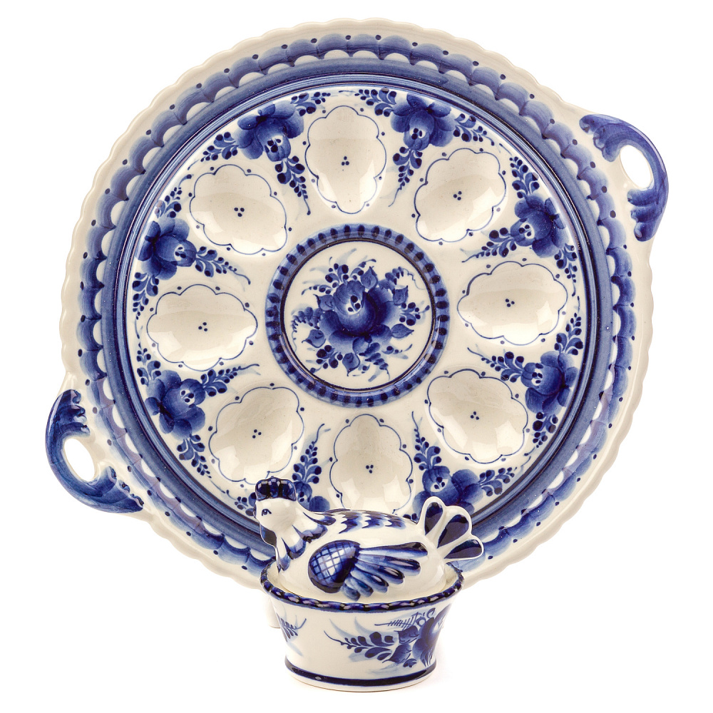 Пасхальница с солонкой «Наседка» в росписи Гжель - интернет магазин Русь Велика я фото 3