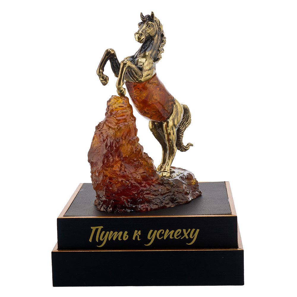 Лошадь Символ 2026 года. Скульптура из янтаря «Конь. Путь к успеху» - интернет магазин Русь Велика я фото 2