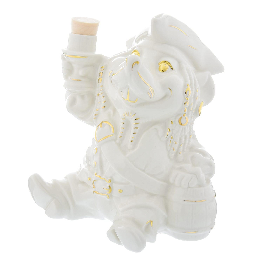 Штоф фарфоровый 500 мл «Крыса-пират». Гжель - интернет магазин Русь Велика я 