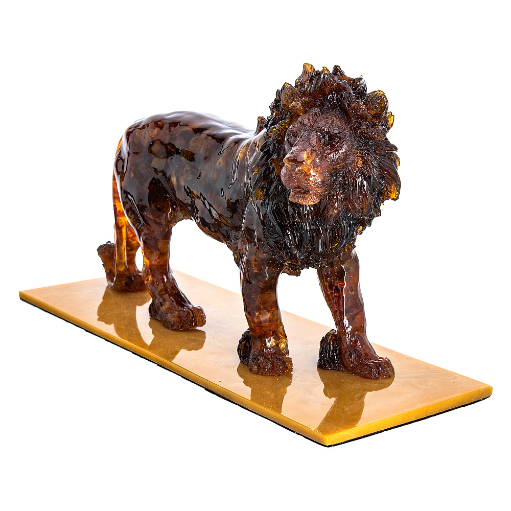 Скульптура из натурального янтаря «Лев» - интернет магазин Русь Велика я фото 1