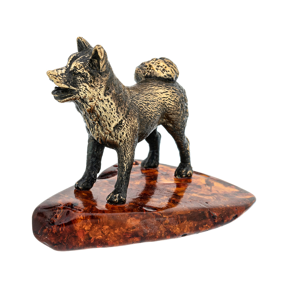 Статуэтка с янтарем «Собака хаски» - интернет магазин Русь Велика я фото 2