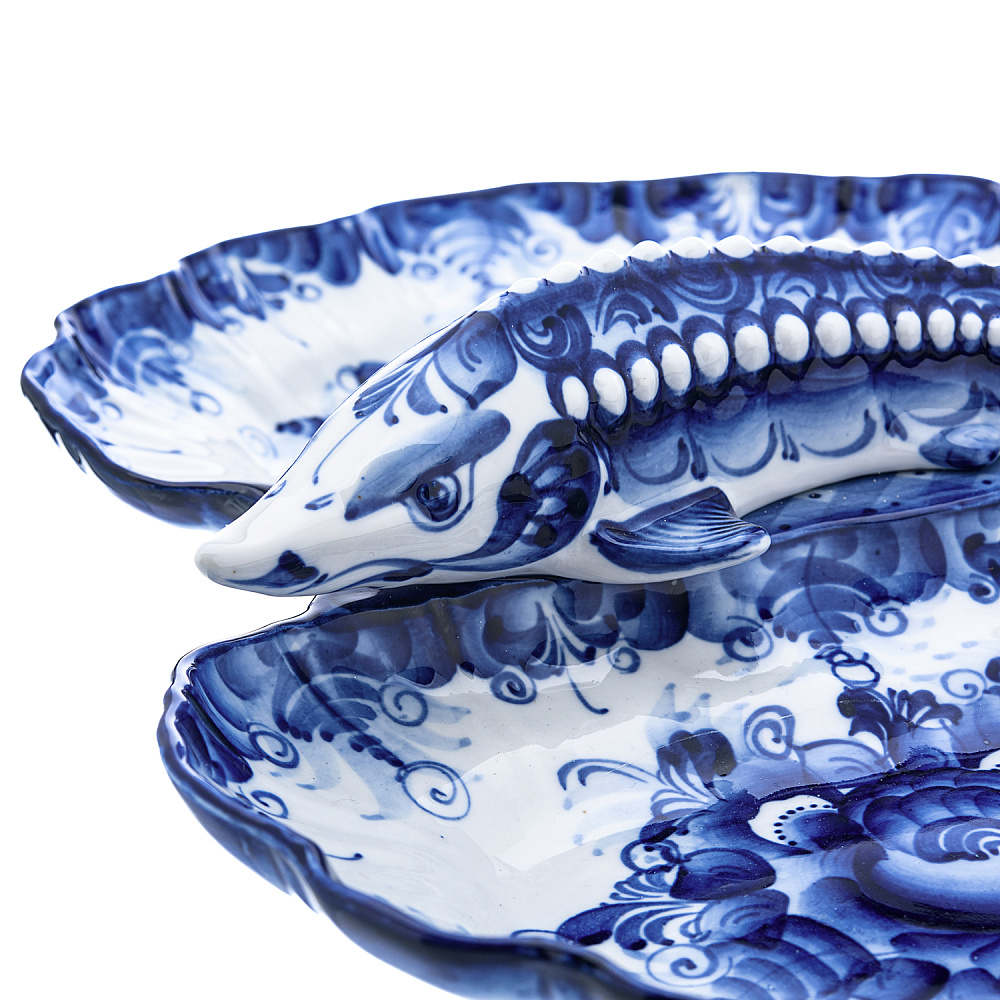 Менажница «Осетр». Гжель - интернет магазин Русь Велика я фото 4