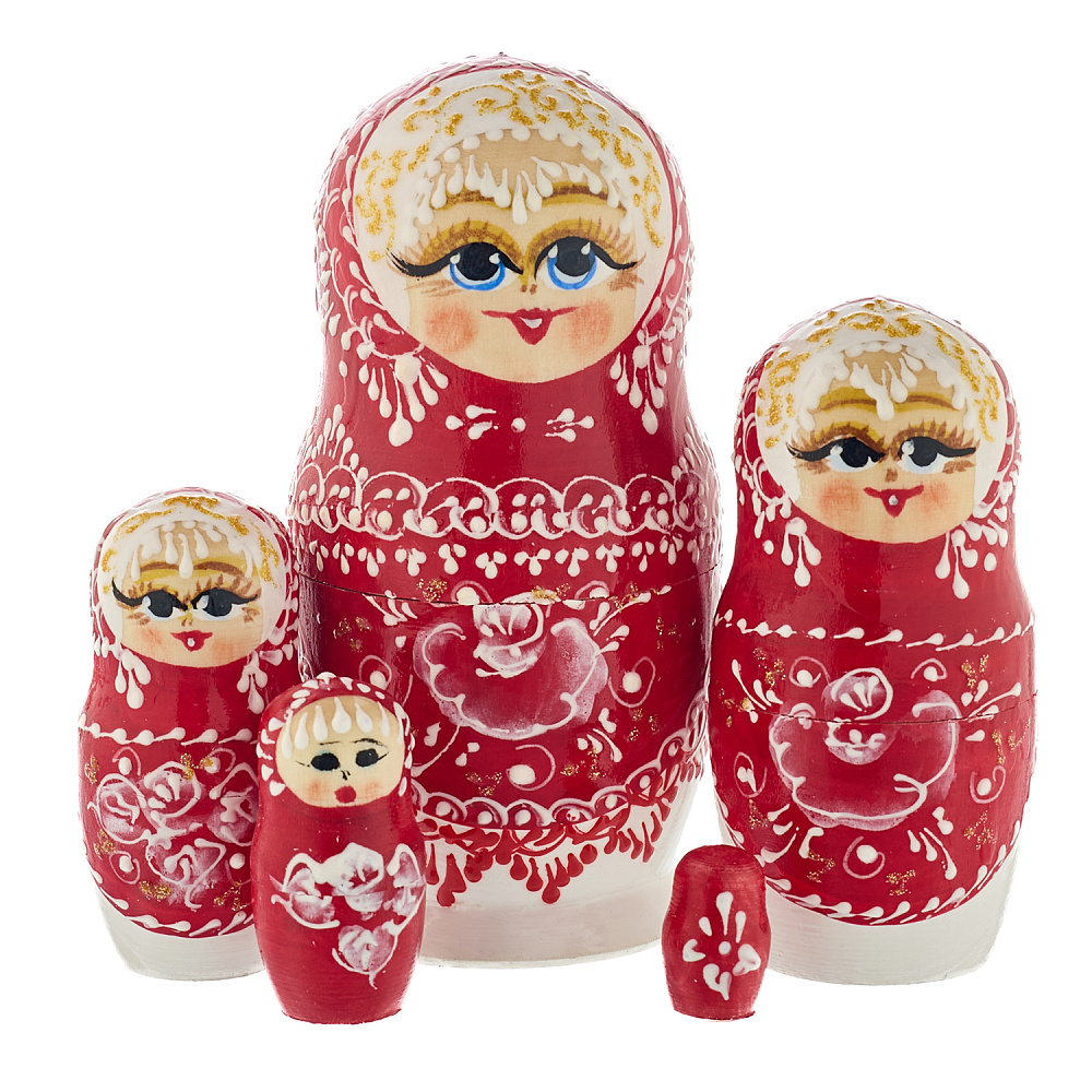 Матрешка «Зимние узоры» 5 мест - интернет магазин Русь Велика я 