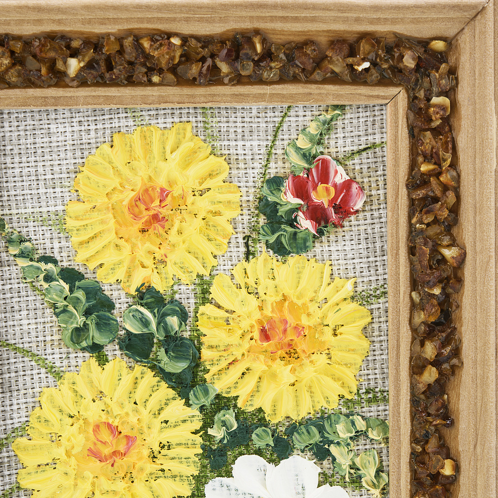 Панно в янтарной раме «Букет цветов» 12,5х16,5 см - интернет магазин Русь Велика я фото 2