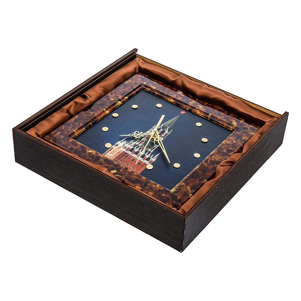 Часы настенные из янтаря «Спасская башня» - интернет магазин Русь Велика я фото 2