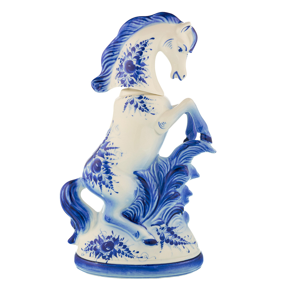 Лошадь Символ 2026 года. Штоф «Конь». Гжель - интернет магазин Русь Велика я 