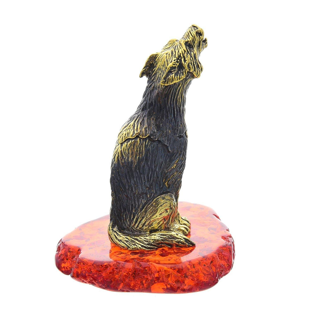 Статуэтка с янтарем «Воющий волк» - интернет магазин Русь Велика я фото 1