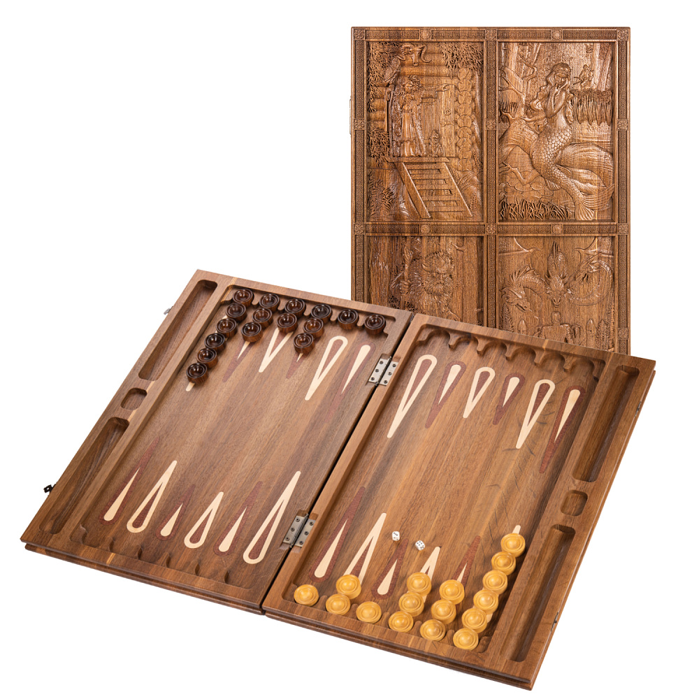 Нарды деревянные из массива морёного дуба «Былинные» - интернет магазин Русь Велика я 