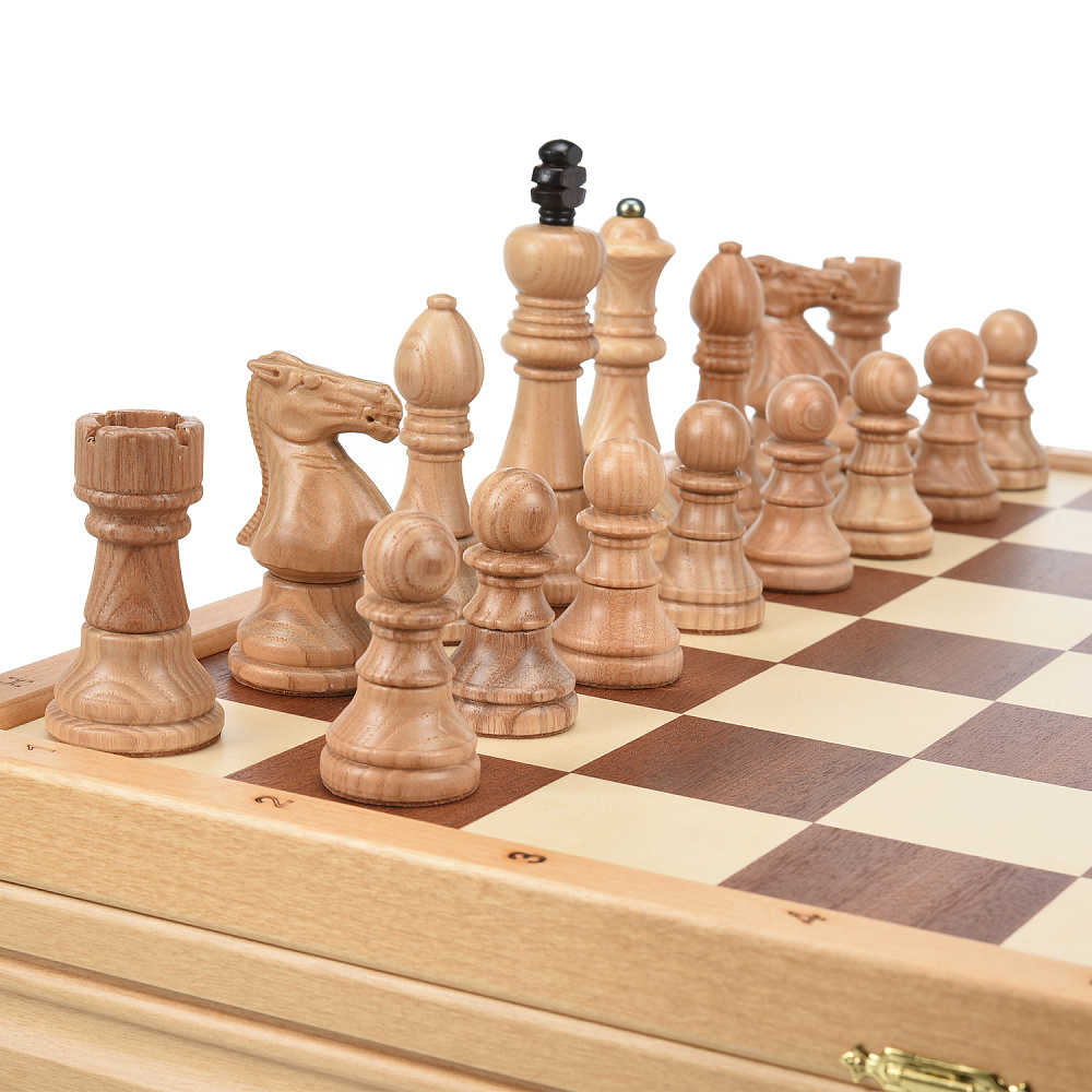 Шахматы-шашки деревянные «Стандартные» 43х43 см - интернет магазин Русь Велика я фото 2