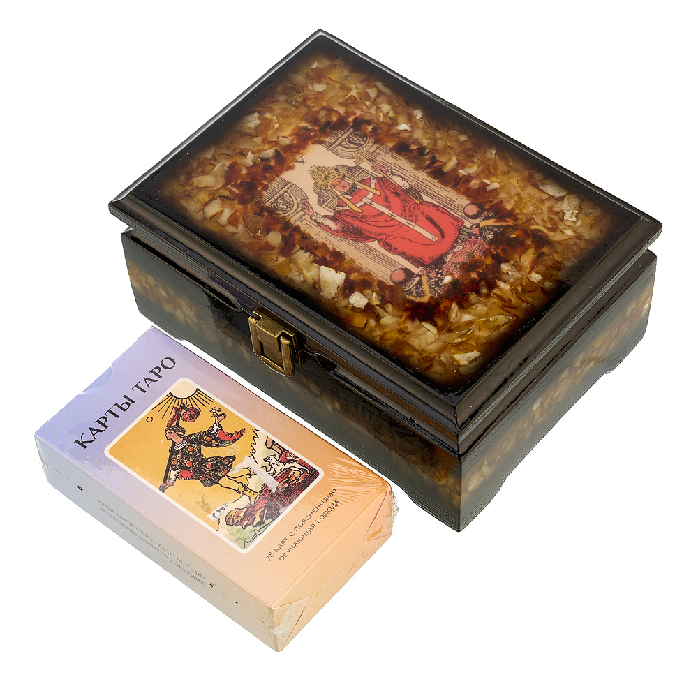 Шкатулка янтарная с картами Таро - интернет магазин Русь Велика я 