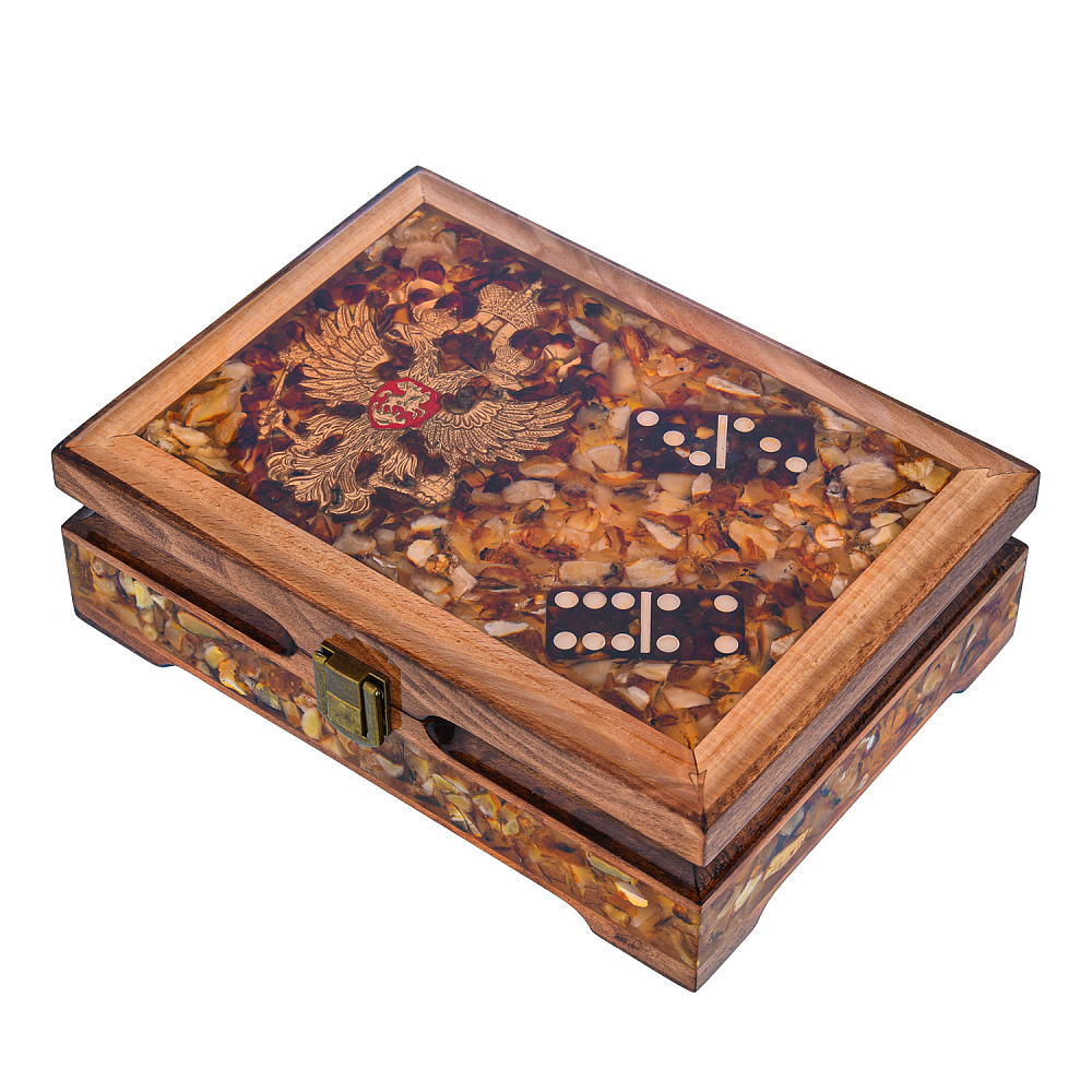 Домино янтарное «Герб РФ» - интернет магазин Русь Велика я 