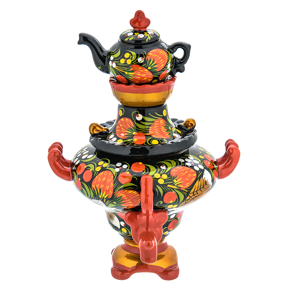 Сувенирный самовар-шкатулка «Ягоды». Хохлома - интернет магазин Русь Велика я 