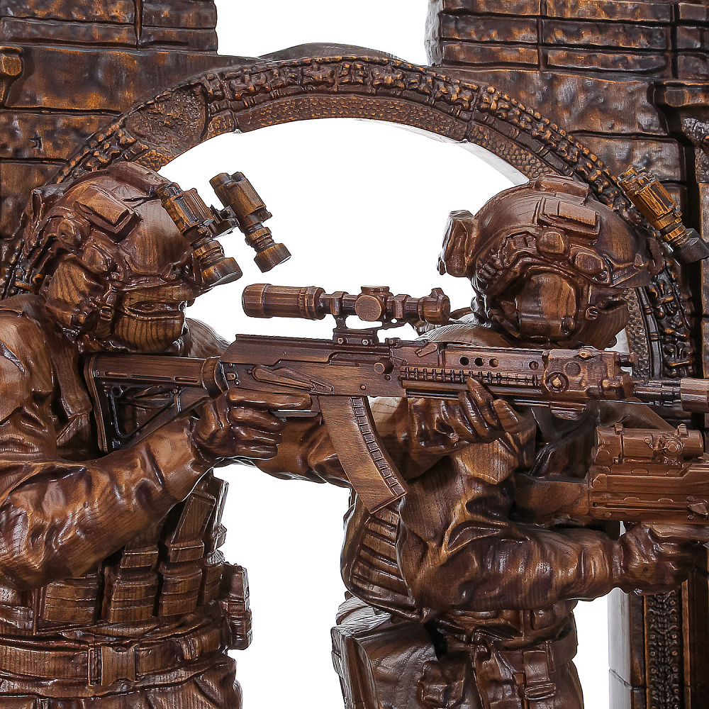 Деревянные резные часы «ССО». Высота 102 см - интернет магазин Русь Велика я фото 7