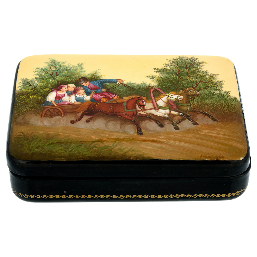 Шкатулка с художественной росписью «Тройка» - интернет магазин Русь Велика я фото 2