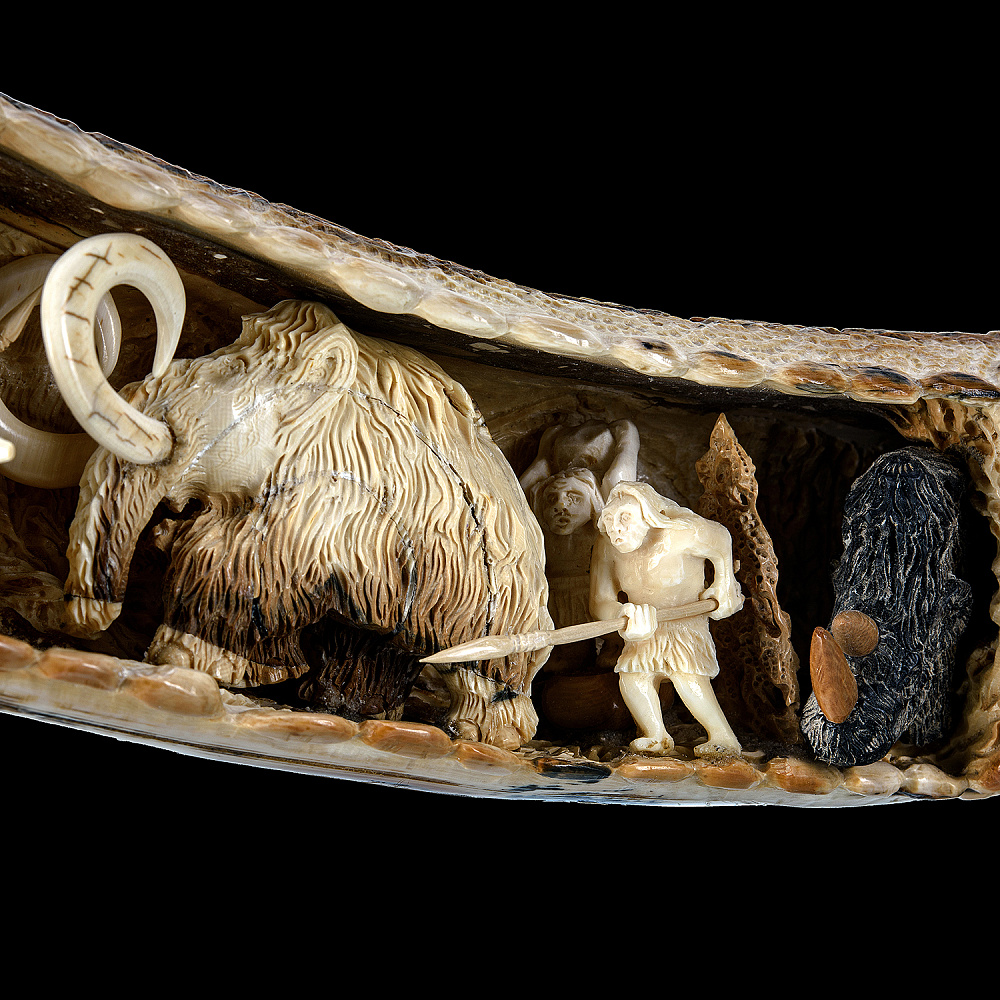 Композиция из бивня мамонта «Охота первобытных людей» - интернет магазин Русь Велика я фото 2