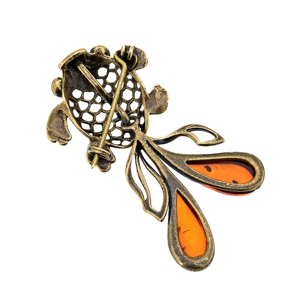 Брошь с янтарной вставкой «Рыбка» - интернет магазин Русь Велика я фото 1